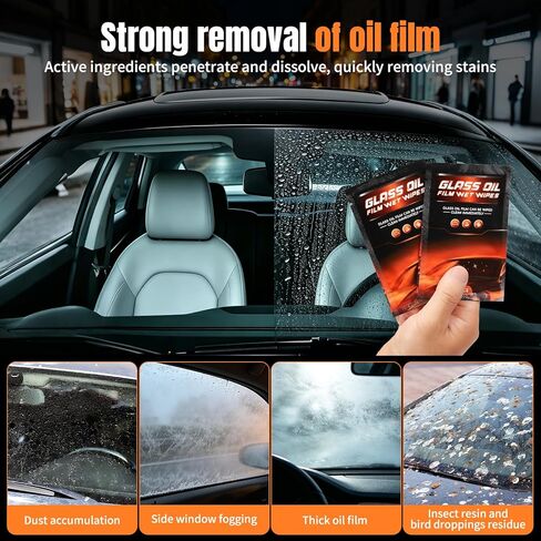 1-Piece Set Improved Automotive Glass Oil Film Removal Wipes with Handle Coating, Multifunctional Car Glass Cleaner for Windows, Windshields & Rearview Mirrors in Saudi Arabia
