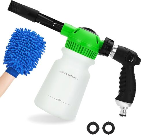 Elechomes Car Wash Foam Gun, Car Wash Soap Sprayer with Car Washing Mitts Quick Connect to Most Garden Hose (Green) in Saudi Arabia