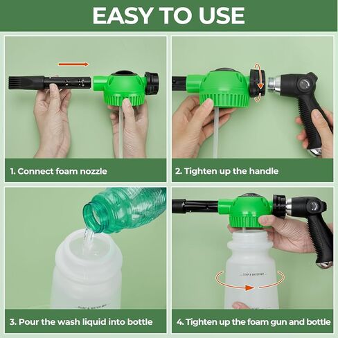 Elechomes Car Wash Foam Gun, Car Wash Soap Sprayer with Car Washing Mitts Quick Connect to Most Garden Hose (Green) in Saudi Arabia