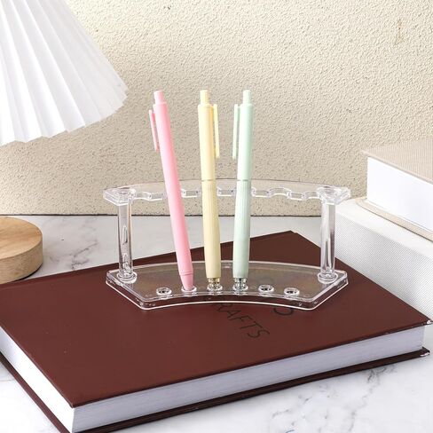 2 Pieces Clear 6-Slot Plastic Pen Holder Display Rack, Multi-Functional Makeup Brush Organizer, Clear Pen Display Stand for Craft Shows, Desk Organizer for School, Office, Home & Retail Store Use in Saudi Arabia