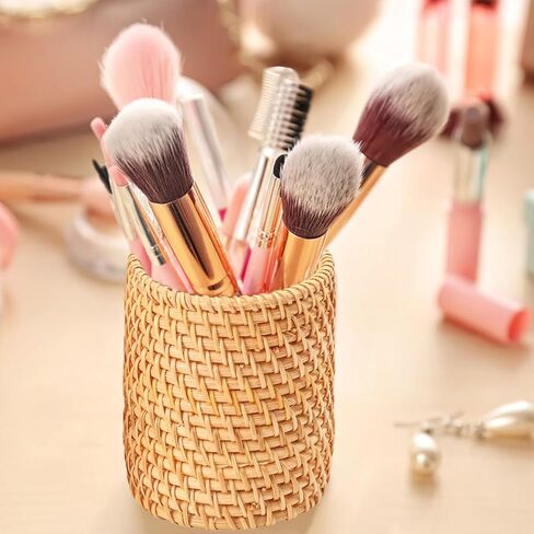 4 Pack Rattan Pen Cup, 3.74 Inch Height Rattan Pencil Holder for Office&Home Desktop Organizer in Kuwait