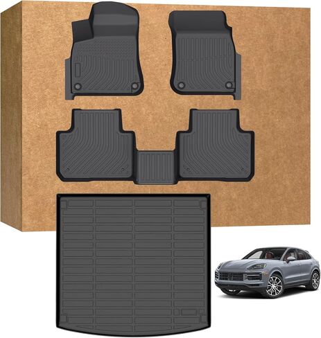 Floor Mats for Porsche Cayenne 2019-2025, Heavy Duty TPE Waterproof Non-Slip All Weather Protection Custom, Floor Mats & Cargo Liner in Kuwait