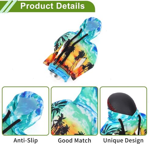 Universal 11 x 15 cm/4.33"x5.91" Gear Shift Knob Cover Decoration Stick Shifting Handle Protector Polyester 1 Pc Coconut Tree Hoodie Style Yellow in Kuwait