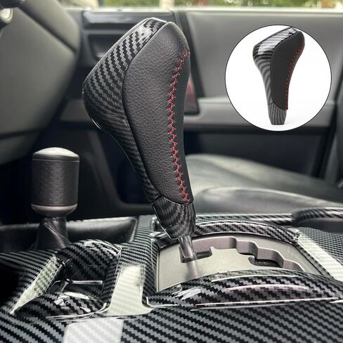 Car Gear Shift Knob Fit for Toyota 4Runner TRD 2010-2019 Tundra 2007-2019 – Leather ABS Automatic Head Shifter Handle, 1pc Carbon Fiber Pattern in Kuwait