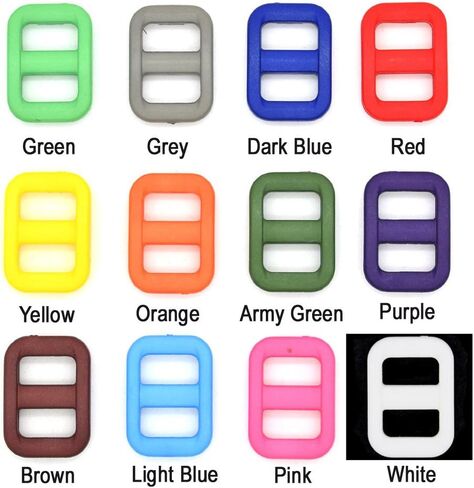 110pcs 3/8" Plastic Tri-Glide Buckles for Pet Collars, 12 Colors, DIY Strap Webbing Bag Parts Accessories in Kuwait