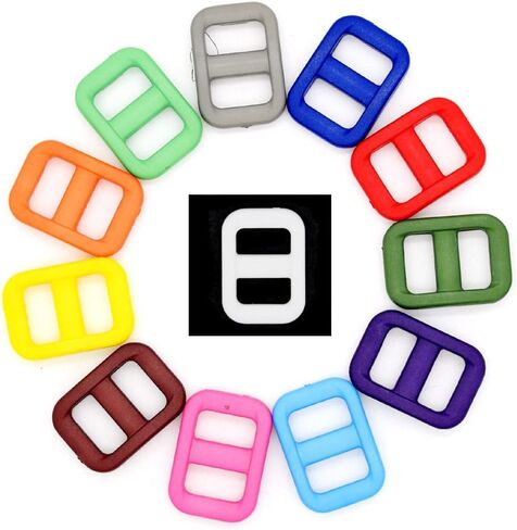 110pcs 3/8" Plastic Tri-Glide Buckles for Pet Collars, 12 Colors, DIY Strap Webbing Bag Parts Accessories in Kuwait