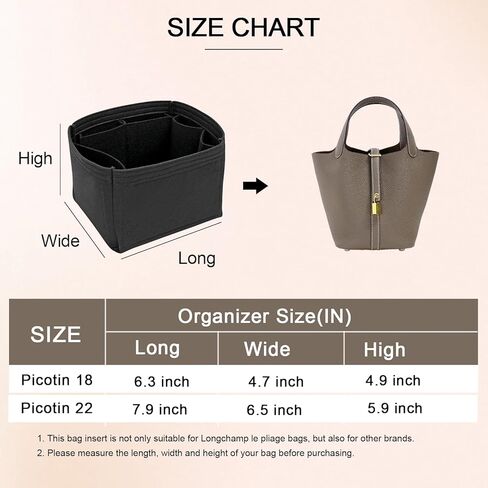 Purse Organizer Felt Purse Organizer Inserts for Picotin 18 Inserts HandBag (Black, PC18) in Saudi Arabia