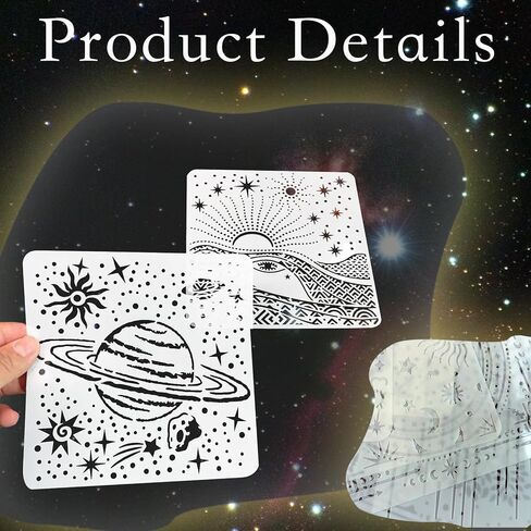 16pcs Star and Planet Stencils Small Moon Stencils Drawing Templates Galaxy Painting Stencils for Walls Canvas Wood Furniture Decor Astrology DIY in Kuwait