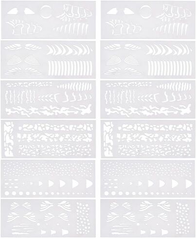 INFUNLY 12 Pcs Fish Scale Stencils for Paint 2.1x5.3 Fishbone Hollow Drawing Templates Fishes Skeleton Lure Stencil Kit Reusable Fishing Lure Airbrush Stencil for Custom Baits Fishing Gear DIY Craft in Kuwait