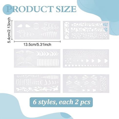 INFUNLY 12 Pcs Fish Scale Stencils for Paint 2.1x5.3 Fishbone Hollow Drawing Templates Fishes Skeleton Lure Stencil Kit Reusable Fishing Lure Airbrush Stencil for Custom Baits Fishing Gear DIY Craft in Kuwait