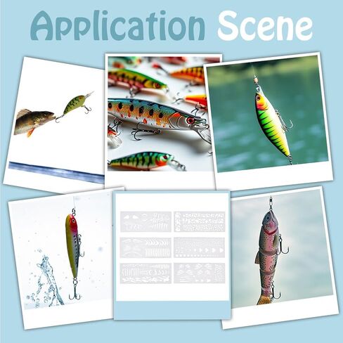 INFUNLY 12 Pcs Fish Scale Stencils for Paint 2.1x5.3 Fishbone Hollow Drawing Templates Fishes Skeleton Lure Stencil Kit Reusable Fishing Lure Airbrush Stencil for Custom Baits Fishing Gear DIY Craft in Kuwait