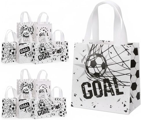 12 Pack Soccer Goodie Bags with 6 Designs | Reusable Non-Woven Party Favor Bags with Handles | Soccer Birthday Gift Bags for Kids, Sports Team Snack Bags, Themed Party Supplies for Boys & Girls (7) in Saudi Arabia