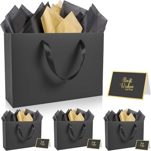 Epoesch 4 Pack Pink Gift Bags with Handles and 12 Tissue Papers, Medium Size 12.6x8.7x4 Inches for Women's Birthdays, Party, Wedding, Baby Shower, Graduation & Holiday (Pink Gift Bags, 4 PCS) in Saudi Arabia