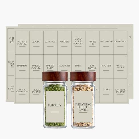 Spice Labels - 168 Aesthetic Beige Spice Labels for Jars - Waterproof Stickers for Spice containers - Preprinted Minmalist Oilproof Herbs & Seasoning Labels in Kuwait