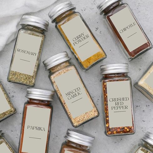 Spice Labels - 168 Aesthetic Beige Spice Labels for Jars - Waterproof Stickers for Spice containers - Preprinted Minmalist Oilproof Herbs & Seasoning Labels in Kuwait