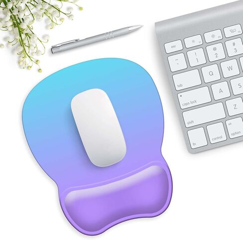Mouse Pad with Support, Ergonomic Mouse Pad with Gel Wrist Rest Support Middle Concave Design, Comfortable Mousepad with Non-Slip PU Base for Home Office Working Studying (11 Purple Blue Gradient) in Saudi Arabia