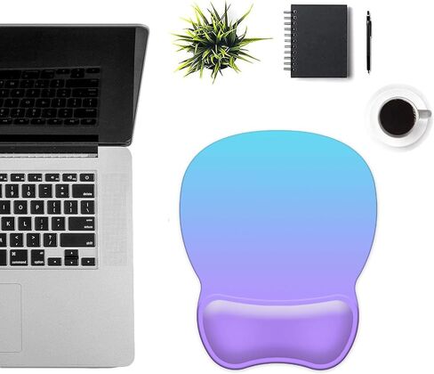 Mouse Pad with Support, Ergonomic Mouse Pad with Gel Wrist Rest Support Middle Concave Design, Comfortable Mousepad with Non-Slip PU Base for Home Office Working Studying (11 Purple Blue Gradient) in Saudi Arabia