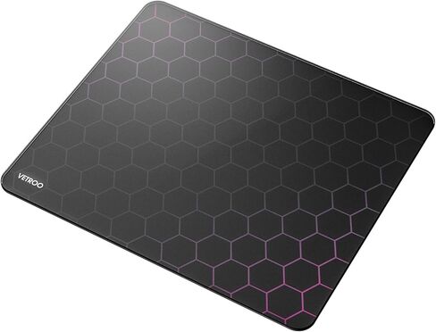 Vetroo GMP300 Tempered Glass Gaming Mouse Pad, Micro-Etched 3mm Tempered Glass with Silicone Anti-Slip Base, Multi-Layer Curing, Smooth Operation for Esport & Work (Black) in Saudi Arabia