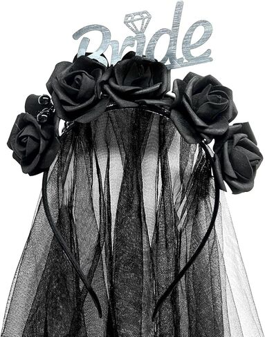 JeVenis Bride or Die Sash Gothic Rose Flower Headband Goth Bachelorette Decoration Bride or Die Bachelorette Party Supplies in Saudi Arabia