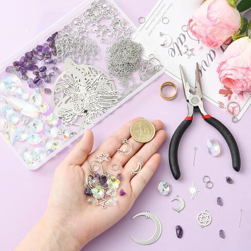 Eirynshelle DIY Suncatchers صنع مجموعات مع سبائك المعلقات الفولاذ المقاوم للصدأ سحر الزجاج المعلقات وسلاسل النحاس لإبداعات نافذة الحرف in Kuwait