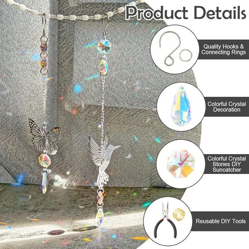 Eirynshelle DIY Suncatchers صنع مجموعات مع سبائك المعلقات الفولاذ المقاوم للصدأ سحر الزجاج المعلقات وسلاسل النحاس لإبداعات نافذة الحرف in Kuwait