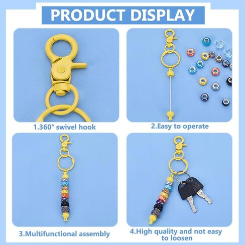CRAFTYMELODY 24 قطعة 8 ألوان مجموعات سلسلة مفاتيح قابلة للخرز من الفولاذ المقاوم للصدأ DIY سلاسل مفاتيح فارغة قابلة للخرز سلاسل مفاتيح معدنية مطرزة متعددة الألوان خرزة سلسلة مفاتيح صنع عدة لمستلزمات الحرف اليدوية صناعة المجوهرات هدية in Kuwait