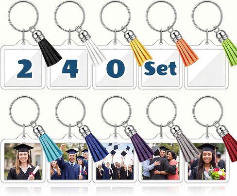 Yaomiao Acrylic Photo Keychain with Tassel Clear Blank Custom Keychain Frame Holder Insert Picture Keyring Making Kit in Kuwait