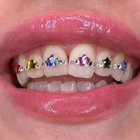 45PCS Dental Crystal Fashion Teeth Gems Beauty Diamond Tooth Jewelry Ornaments Butterfly Tooth Gems Teeth Jewelry Gem Decoration DIY Tools Various Shapes Color Denture Decoration in Kuwait