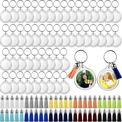 Yaomiao Acrylic Photo Keychain with Tassel Clear Blank Custom Keychain Frame Holder Insert Picture Keyring Making Kit in Kuwait