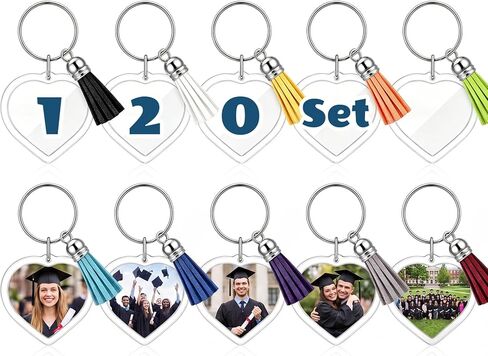 Yaomiao Acrylic Photo Keychain with Tassel Clear Blank Custom Keychain Frame Holder Insert Picture Keyring Making Kit in Kuwait