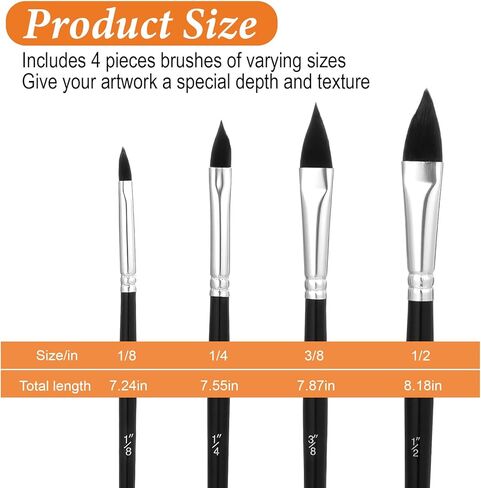 4Pcs Cat Tongue Watercolor Brush Set, Oval Water Color Paint Brushes, Water Color Paint Brushes for Acrylic Painting Floral Petal, Professional Cat Tongue Paintng Brush for Artists & Beginners in Saudi Arabia