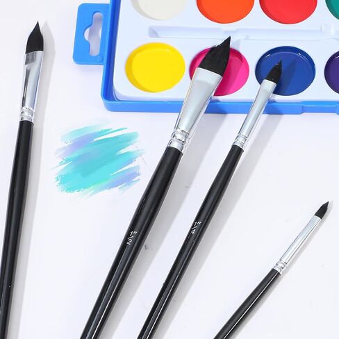 4Pcs Cat Tongue Watercolor Brush Set, Oval Water Color Paint Brushes, Water Color Paint Brushes for Acrylic Painting Floral Petal, Professional Cat Tongue Paintng Brush for Artists & Beginners in Saudi Arabia