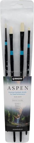 Princeton Aspen Professional Paint Brush Set, 4-Piece Long Handle Synthetic Brushes with Medium-Stiff, No-Shedding Bristles for Acrylic, Oil & Water-Soluble Oil Painting in Saudi Arabia