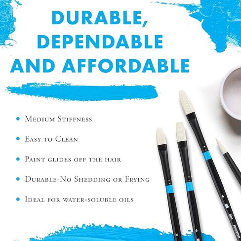 Princeton Aspen Professional Paint Brush Set, 4-Piece Long Handle Synthetic Brushes with Medium-Stiff, No-Shedding Bristles for Acrylic, Oil & Water-Soluble Oil Painting in Saudi Arabia