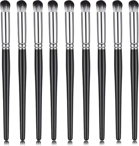 9 PCS Mop Brush for Acrylic Painting, Oval Blending Brush with Short Wooden Handle, Soft Nylon Bristles Paint Brushes for Watercolor Gouache Oil Painting, for Artists Beginners DIY Crafts (Black) in Saudi Arabia