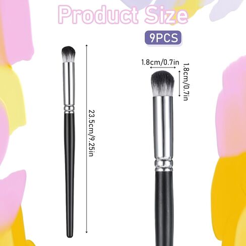 9 PCS Mop Brush for Acrylic Painting, Oval Blending Brush with Short Wooden Handle, Soft Nylon Bristles Paint Brushes for Watercolor Gouache Oil Painting, for Artists Beginners DIY Crafts (Black) in Saudi Arabia