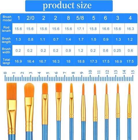 Kifmurase 20 Packs/200Pcs Acrylic Paint Brushes Set, Nylon Hair Paint Brushes, Bulk Paintbrushes for Oil, Watercolor, Face, Ceramic Crafts Painting in Kuwait