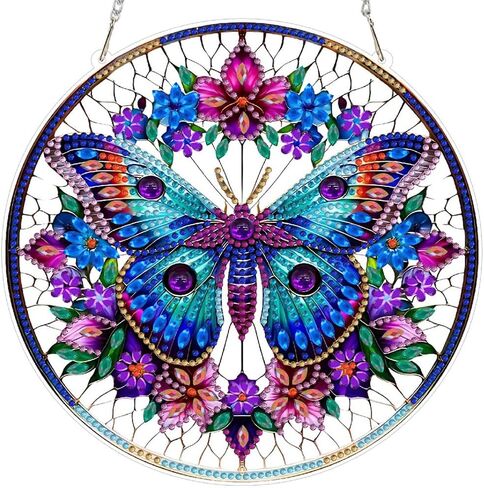 LPDJITO الطائر الطنان مجموعات الفن الماسي المعلق للبالغين قلادة Suncatcher، مجموعة طلاء ألماس كريستال على شكل خاص DIY، هدية للأم الربيع والصيف نافذة إكليل ديكور in Kuwait