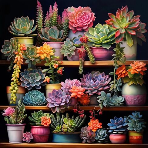 Succulent Diamond Art Kits for Adults,Succulent Plants 5D Diamond Painting Kits for Adults Beginners,DIY Full Round Drill Diamond Dot Painting Gem Art Kits for Adult, Home Wall Decor 13.78x13.78 inch in Kuwait