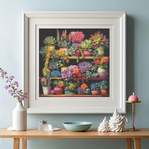 Succulent Diamond Art Kits for Adults,Succulent Plants 5D Diamond Painting Kits for Adults Beginners,DIY Full Round Drill Diamond Dot Painting Gem Art Kits for Adult, Home Wall Decor 13.78x13.78 inch in Kuwait