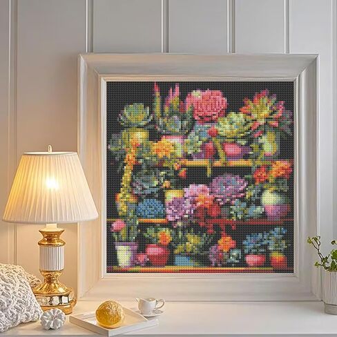 Succulent Diamond Art Kits for Adults,Succulent Plants 5D Diamond Painting Kits for Adults Beginners,DIY Full Round Drill Diamond Dot Painting Gem Art Kits for Adult, Home Wall Decor 13.78x13.78 inch in Kuwait