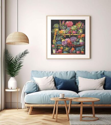 Succulent Diamond Art Kits for Adults,Succulent Plants 5D Diamond Painting Kits for Adults Beginners,DIY Full Round Drill Diamond Dot Painting Gem Art Kits for Adult, Home Wall Decor 13.78x13.78 inch in Kuwait
