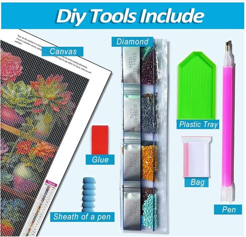 Succulent Diamond Art Kits for Adults,Succulent Plants 5D Diamond Painting Kits for Adults Beginners,DIY Full Round Drill Diamond Dot Painting Gem Art Kits for Adult, Home Wall Decor 13.78x13.78 inch in Kuwait