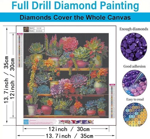 Succulent Diamond Art Kits for Adults,Succulent Plants 5D Diamond Painting Kits for Adults Beginners,DIY Full Round Drill Diamond Dot Painting Gem Art Kits for Adult, Home Wall Decor 13.78x13.78 inch in Kuwait