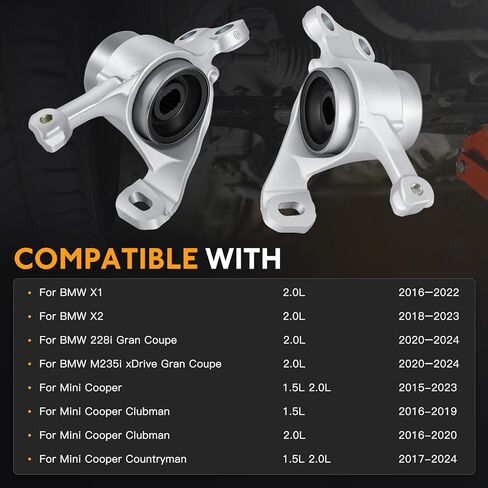 دعامة ذراع التحكم الأمامية السفلية الخلفية تناسب 1.5L 2.0L BMW M235i xDrive 228i Gran Coupe 2020-2024، X1 2016-2022، X2 2018-2023، استبدل 31126882844 جلبة ذراع التحكم في التعليق (LH & RH) in Kuwait