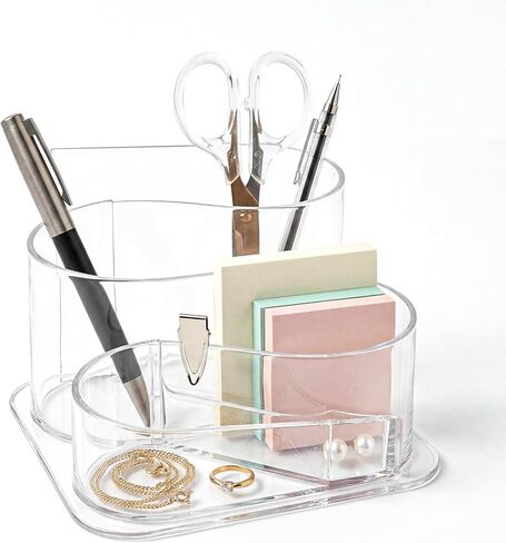 Desk Top Organizer, Aesthetic Pen Pencil Holder for Desk, Small Office Teacher Desktop Organizers and Accessories (Clear) in Saudi Arabia
