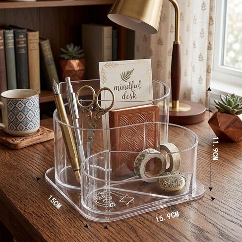 Desk Top Organizer, Aesthetic Pen Pencil Holder for Desk, Small Office Teacher Desktop Organizers and Accessories (Clear) in Saudi Arabia