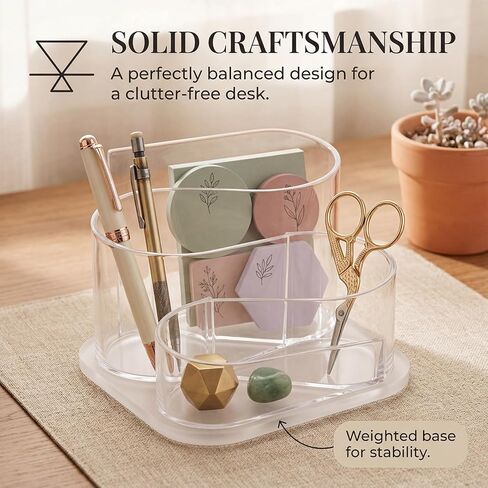 Desk Top Organizer, Aesthetic Pen Pencil Holder for Desk, Small Office Teacher Desktop Organizers and Accessories (Clear) in Saudi Arabia