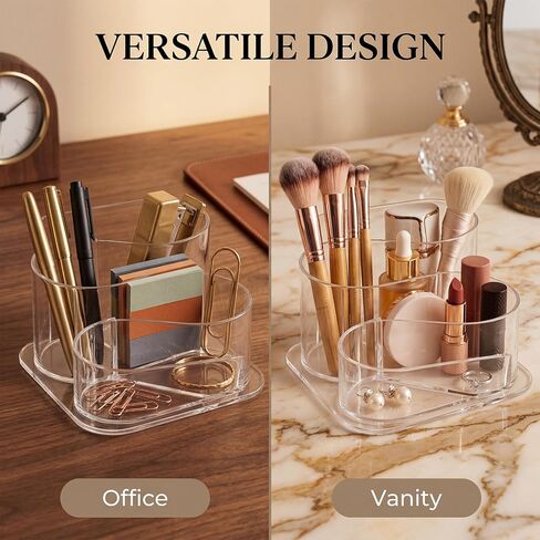 Desk Top Organizer, Aesthetic Pen Pencil Holder for Desk, Small Office Teacher Desktop Organizers and Accessories (Clear) in Saudi Arabia
