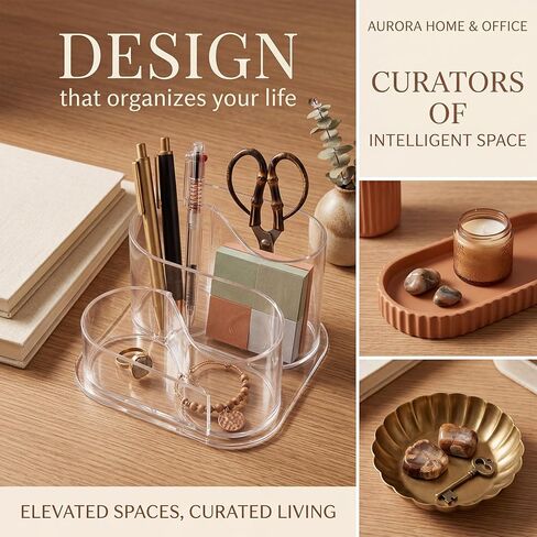 Desk Top Organizer, Aesthetic Pen Pencil Holder for Desk, Small Office Teacher Desktop Organizers and Accessories (Clear) in Saudi Arabia
